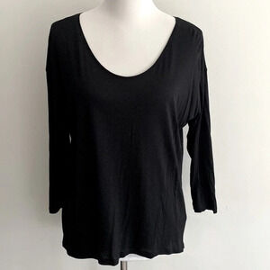 ·J Crew·Drop Shoulder Scoopneck Tee, NWT, Medium, Black; Longer in back